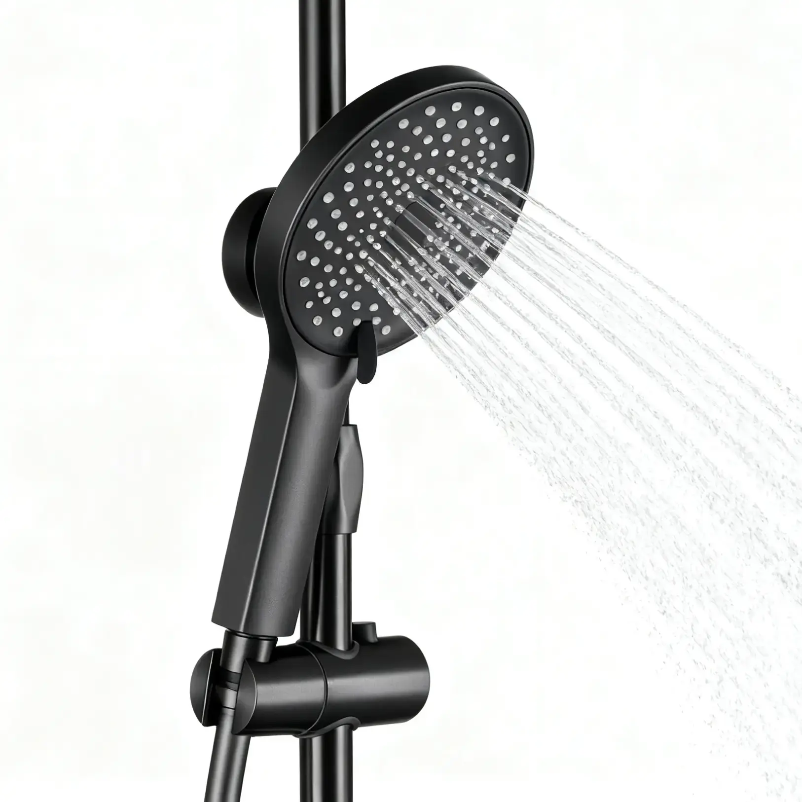Colonne de douche ou bain douche, avec mitigeur mécanique, 3 voies, plaque verre miroir, gun métal brossé, Iéna 