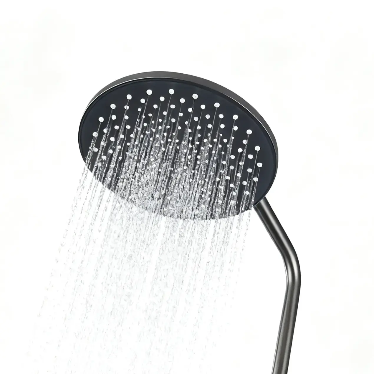 Colonne de douche ou bain douche, avec mitigeur mécanique, 3 voies, plaque verre miroir, gun métal brossé, Iéna 