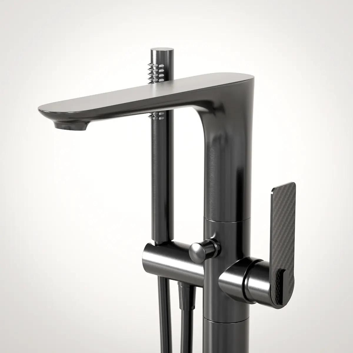 Robinet mitigeur bain au sol, gun métal, Carbone   