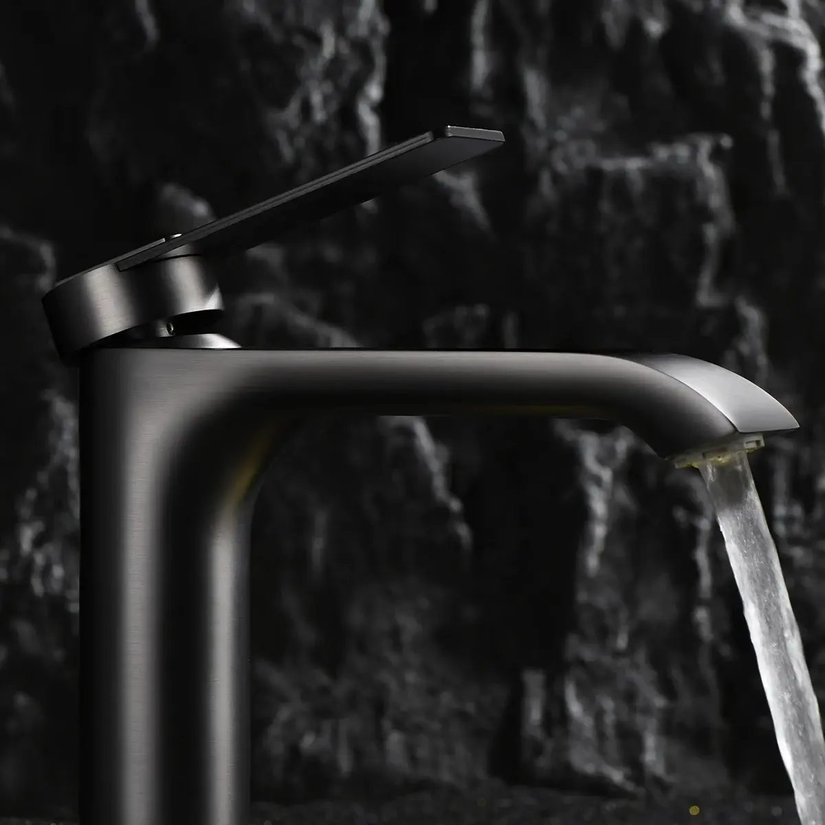Robinet mitigeur lavabo, gun métal, Carbone 