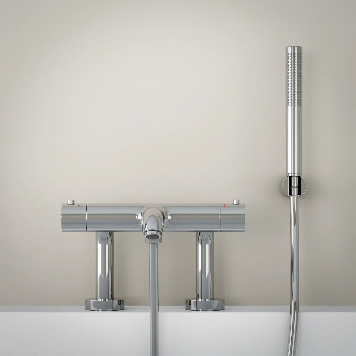 Mitigeur thermostatique bain-douche, chromé, avec colonnettes, Châtelet      