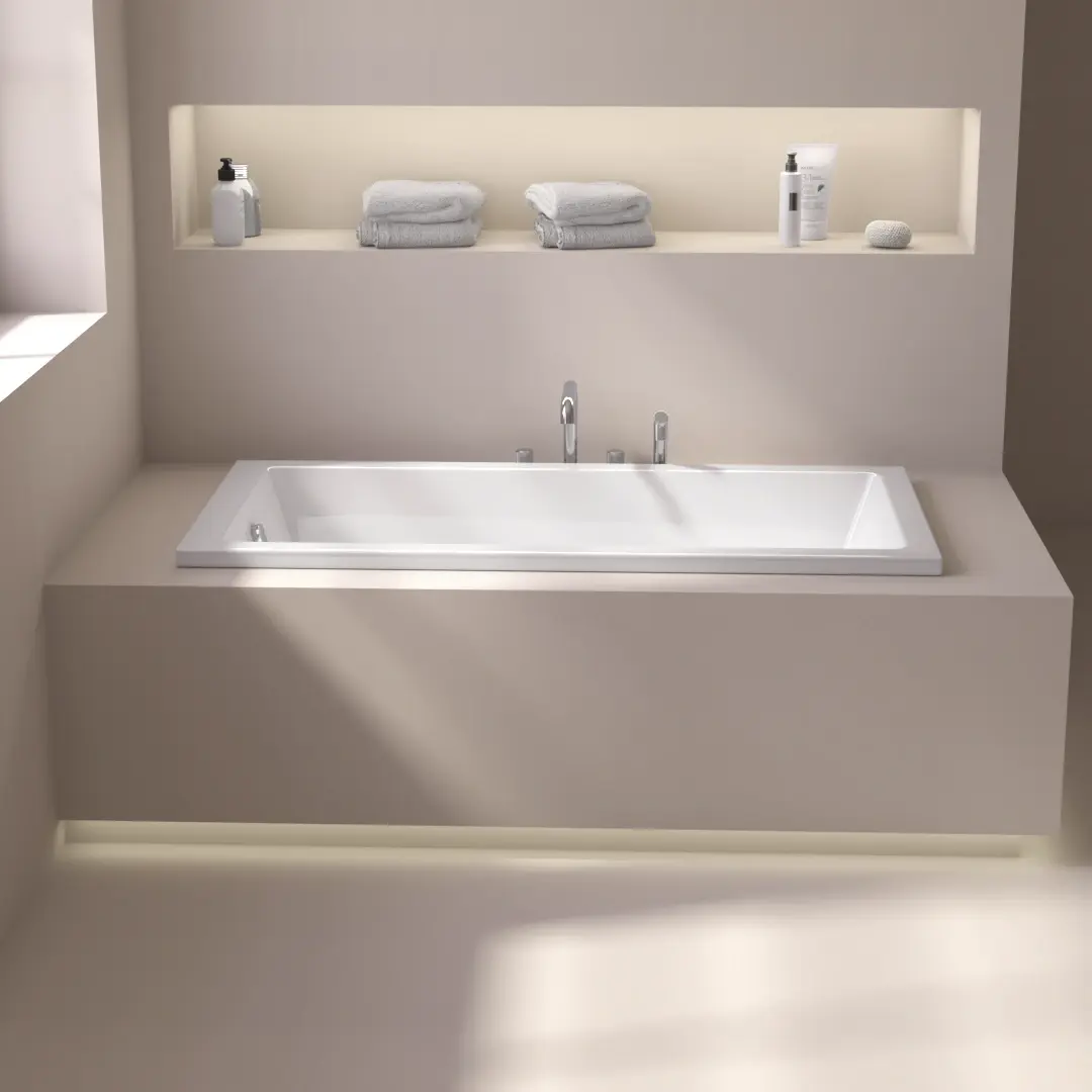 Baignoire rectangulaire, 140x70, pieds et vidage inclus, acrylique blanc Brillant, Lavezzi 