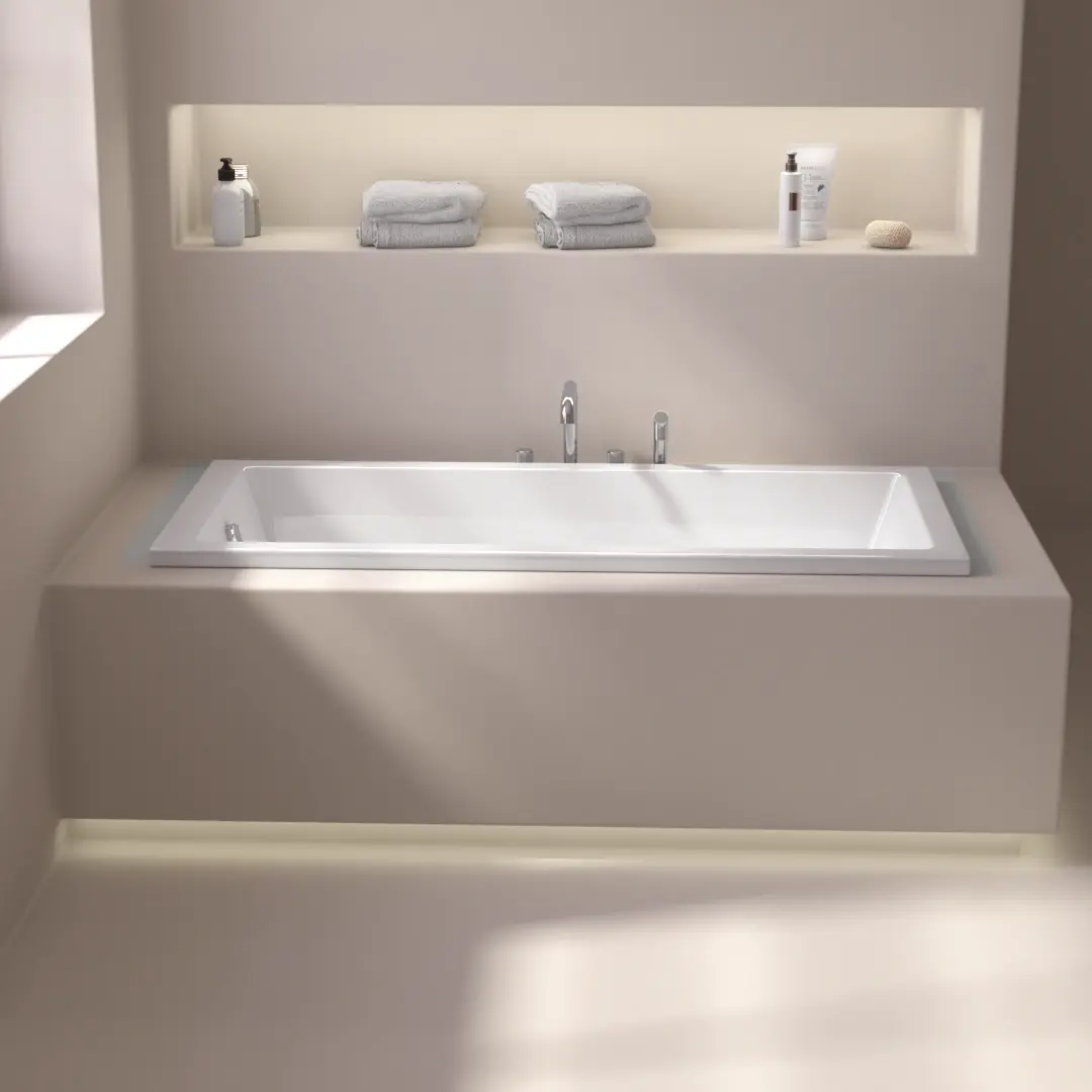 Baignoire rectangulaire, 150x70, pieds et vidage inclus, acrylique blanc Brillant, Lavezzi  
