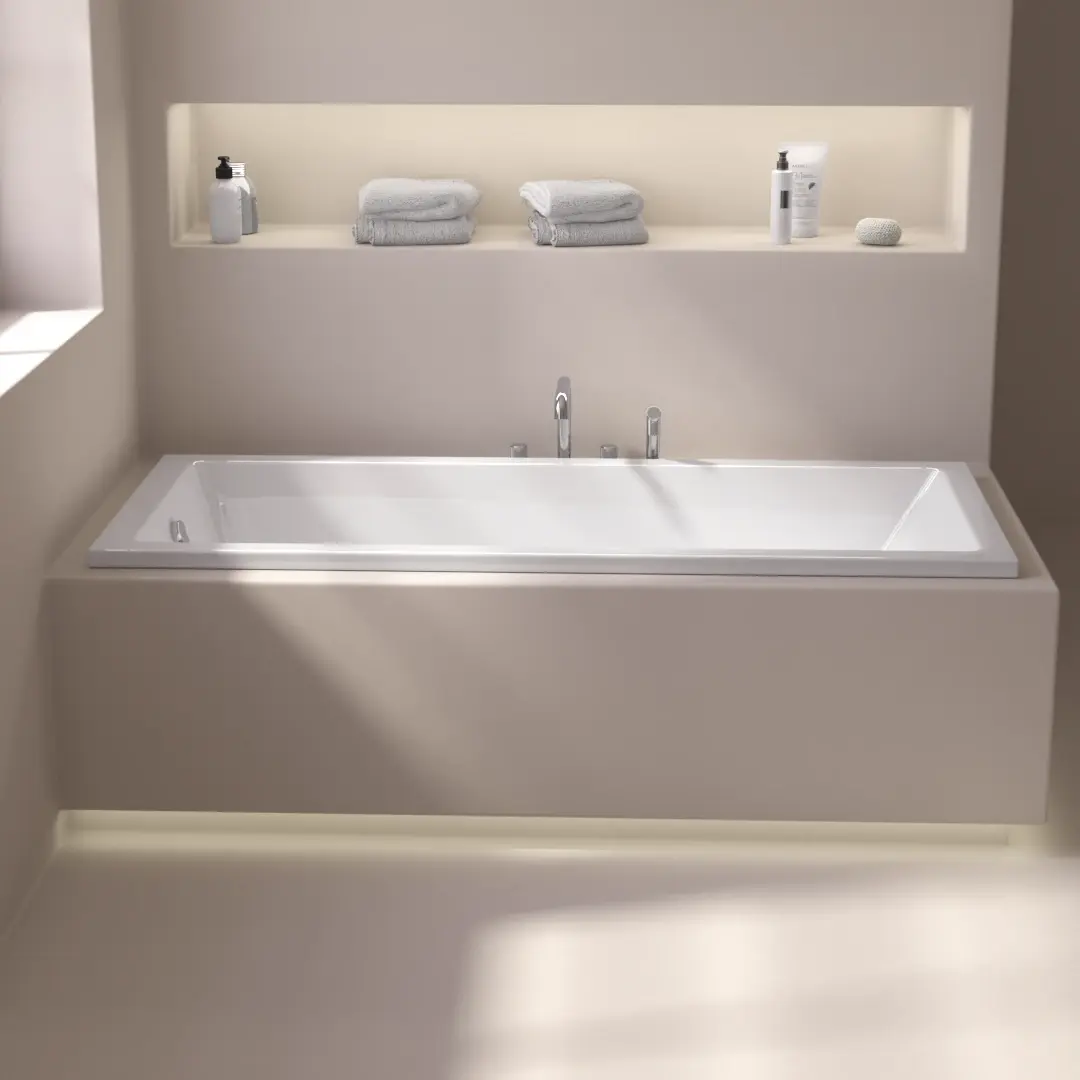 Baignoire rectangulaire, 170x75, pieds et vidage inclus, acrylique blanc Brillant, Lavezzi  