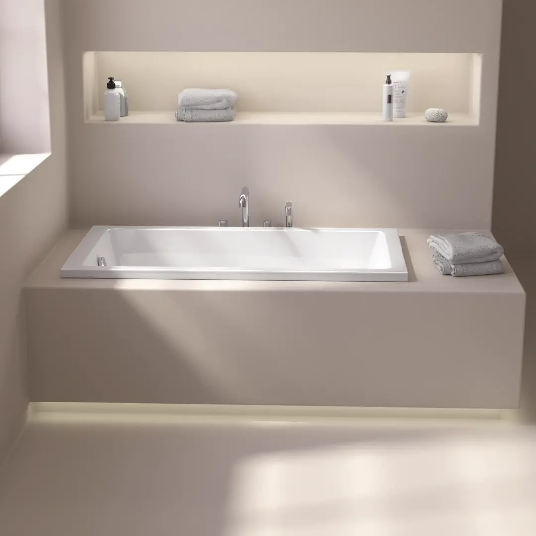 Baignoire rectangulaire, 130x70, pieds et vidage inclus, acrylique blanc Brillant, Lavezzi  