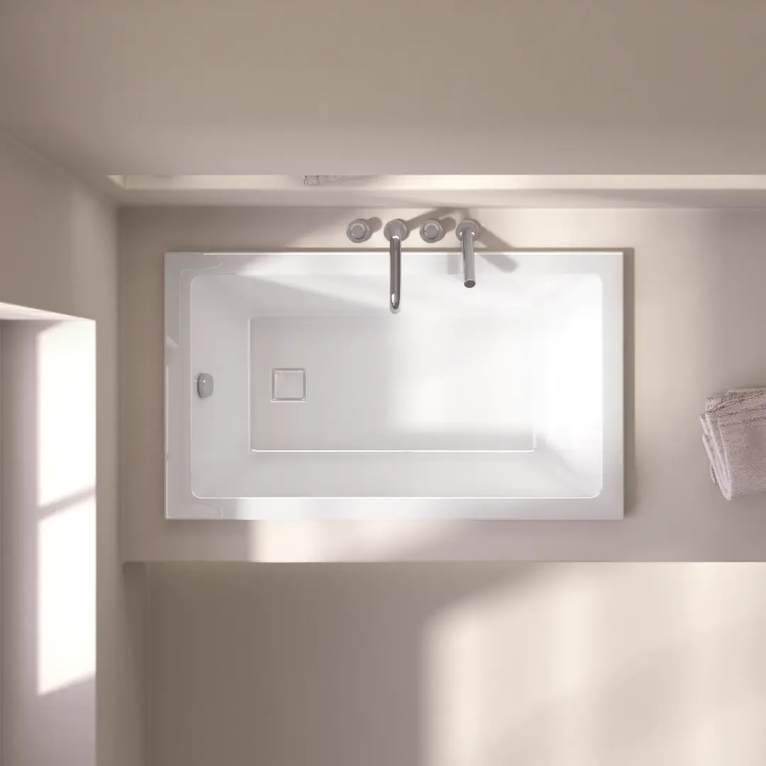 Baignoire rectangulaire, 120x70, pieds et vidage inclus, acrylique blanc Brillant, Lavezzi 