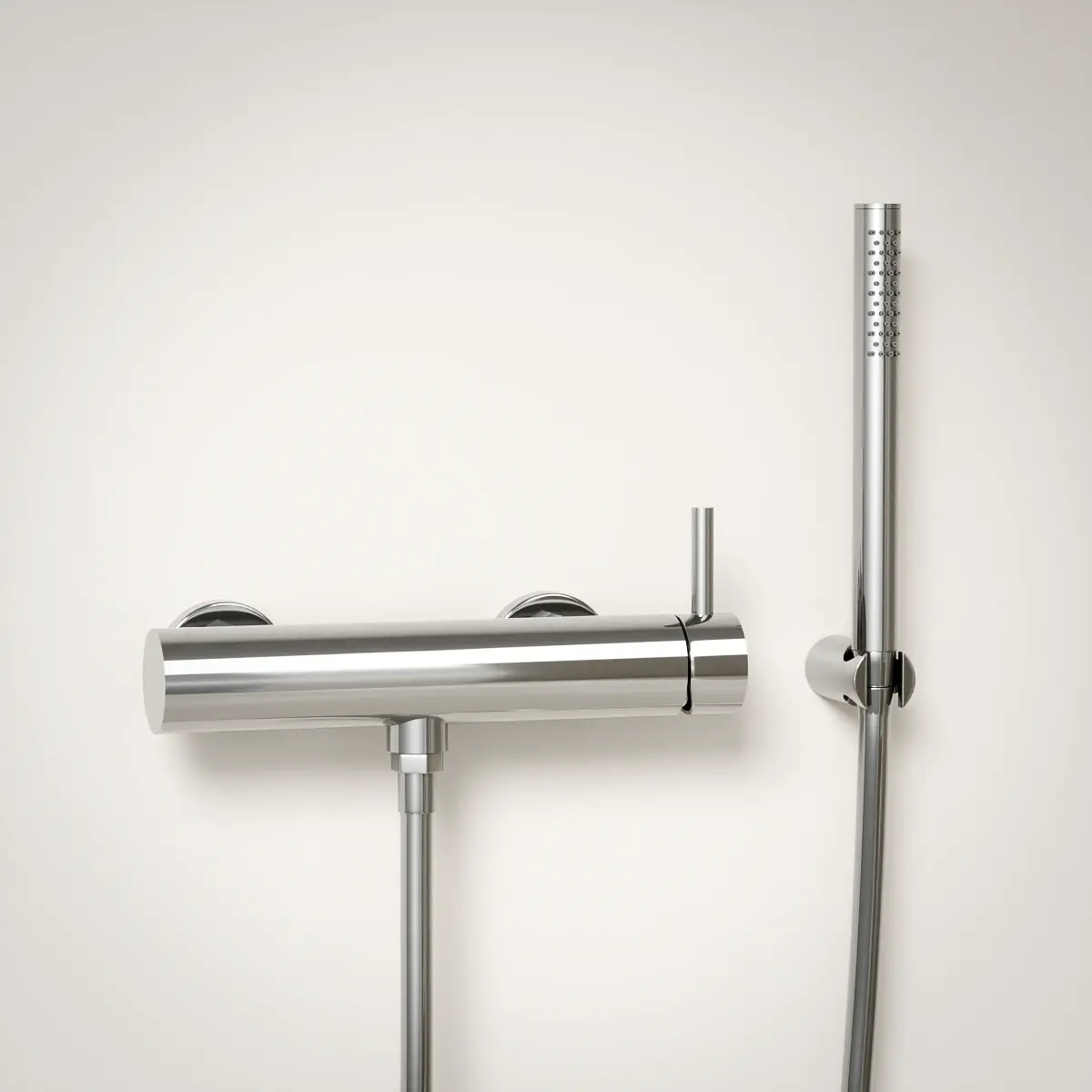 Mitigeur douche externe, crochet et douchette tube, chrome, Châtelet