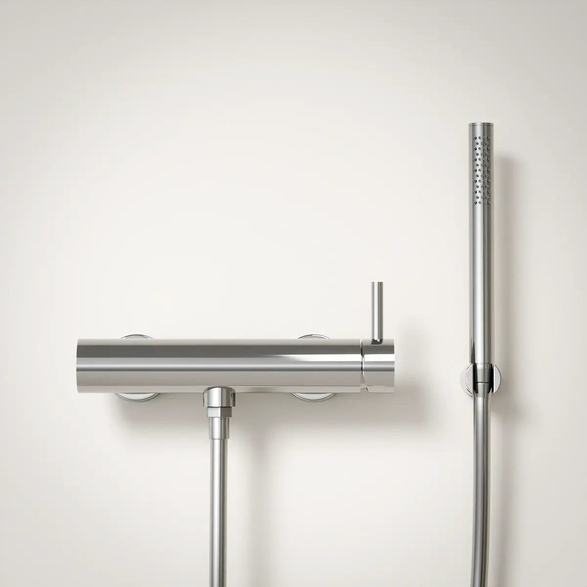 Mitigeur douche externe, crochet et douchette tube, chrome, Châtelet