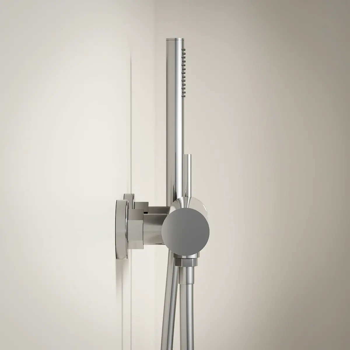 Mitigeur douche externe, crochet et douchette tube, chrome, Châtelet