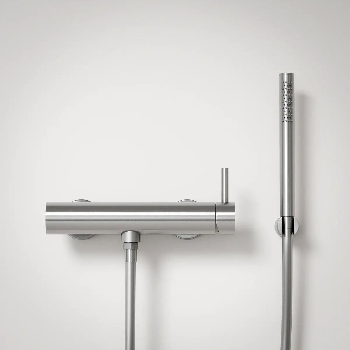 Mitigeur douche externe, crochet et douchette tube, inox brossé, Châtelet 