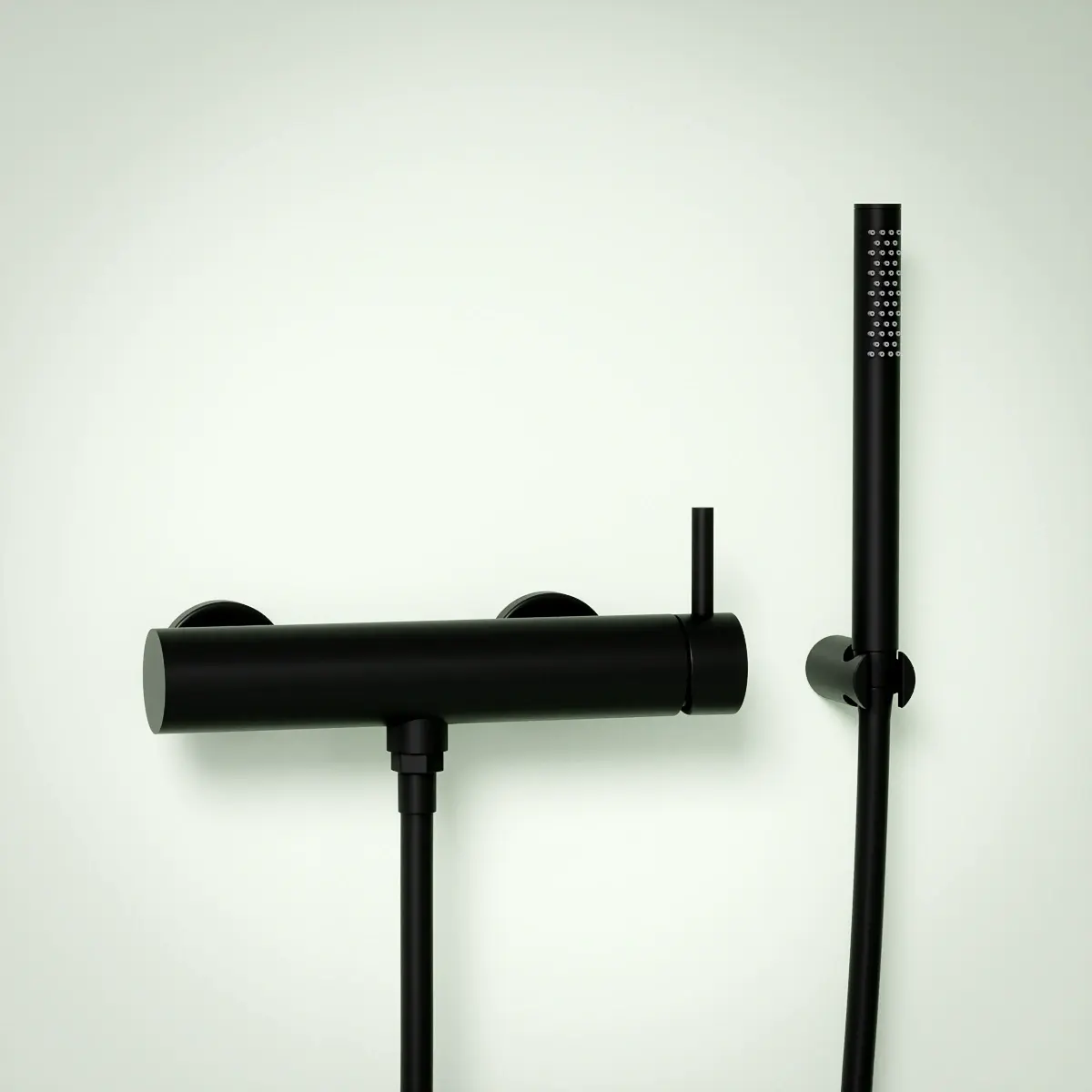 Mitigeur douche externe, crochet et douchette tube, noir mat, Châtelet 