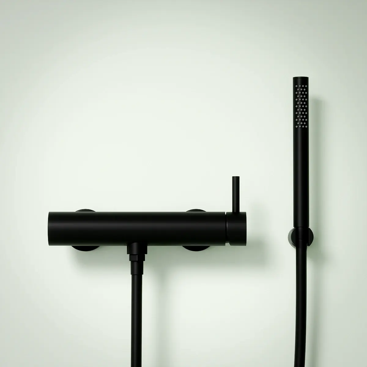 Mitigeur douche externe, crochet et douchette tube, noir mat, Châtelet 