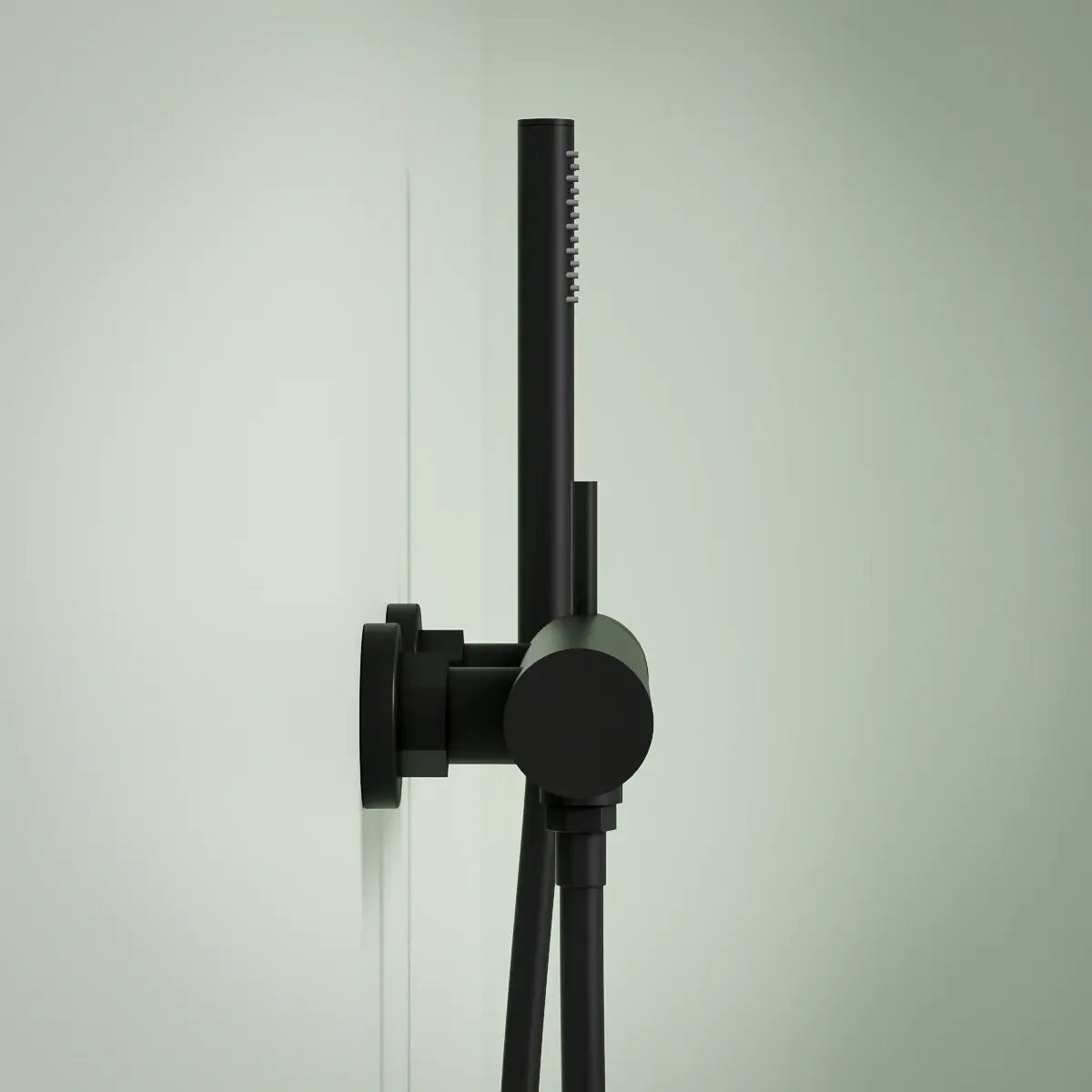 Mitigeur douche externe, crochet et douchette tube, noir mat, Châtelet 