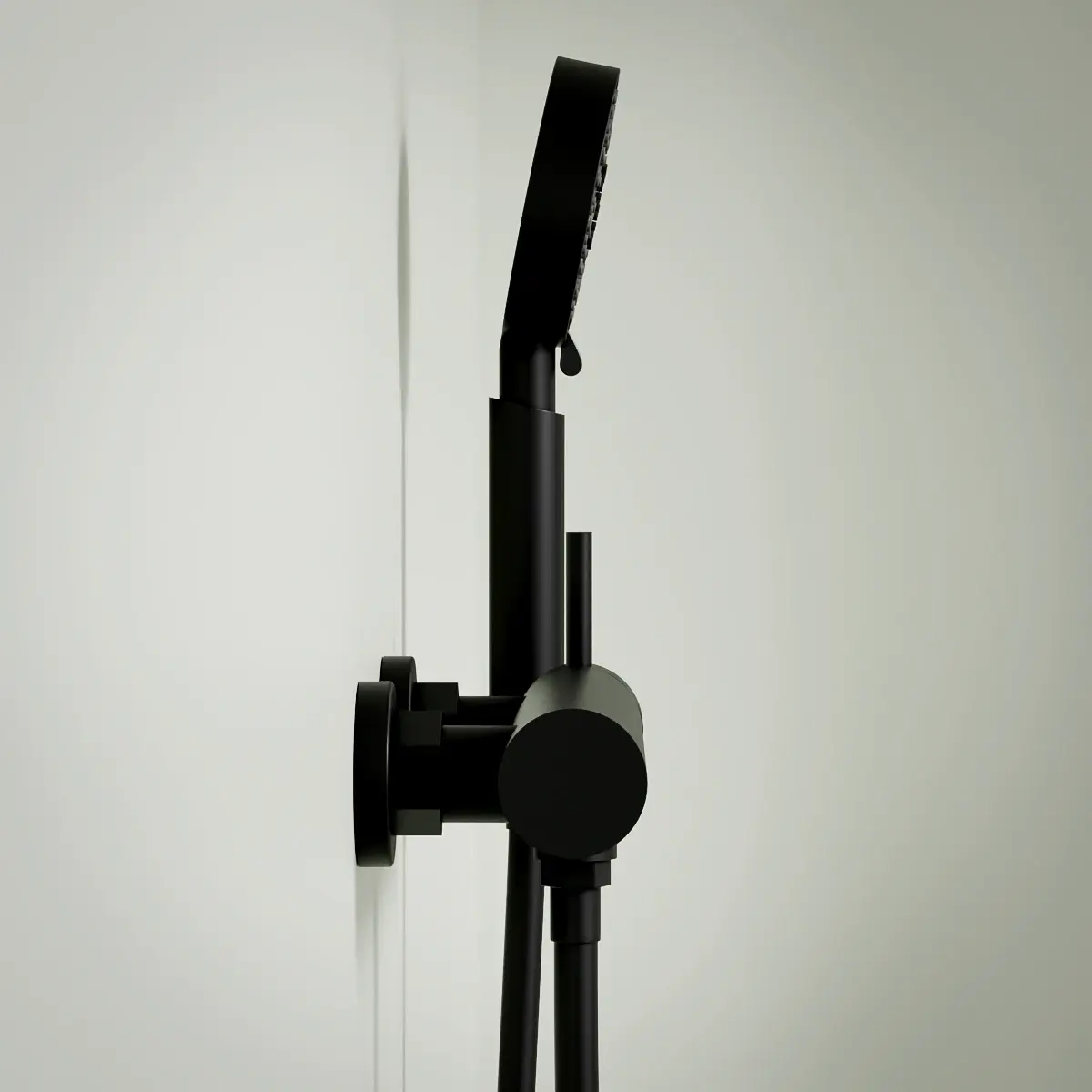 Mitigeur douche externe, crochet et douchette ronde, noir mat, Châtelet