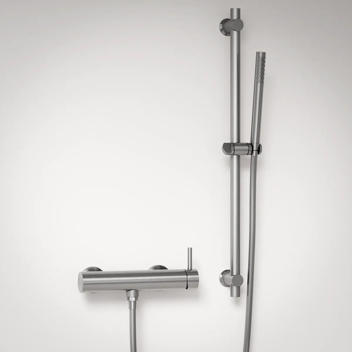 Mitigeur douche externe, barre et douchette tube, Inox brossé, Chatelet 