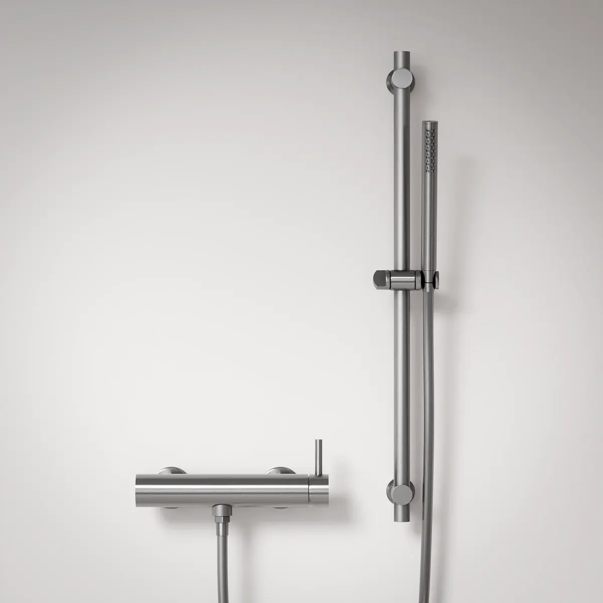 Mitigeur douche externe, barre et douchette tube, Inox brossé, Chatelet 