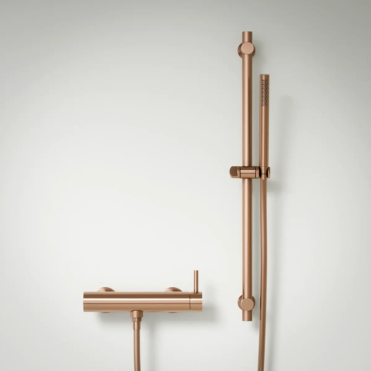 Mitigeur douche externe, avec barre, douchette tube, Doré rose brossé, Chatelet