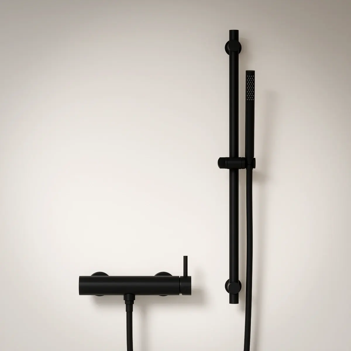 Mitigeur douche externe, barre et douchette tube, noir mat, Chatelet 