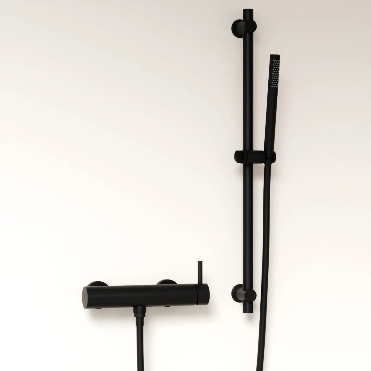 Mitigeur douche externe, barre et douchette tube, noir mat, Chatelet 