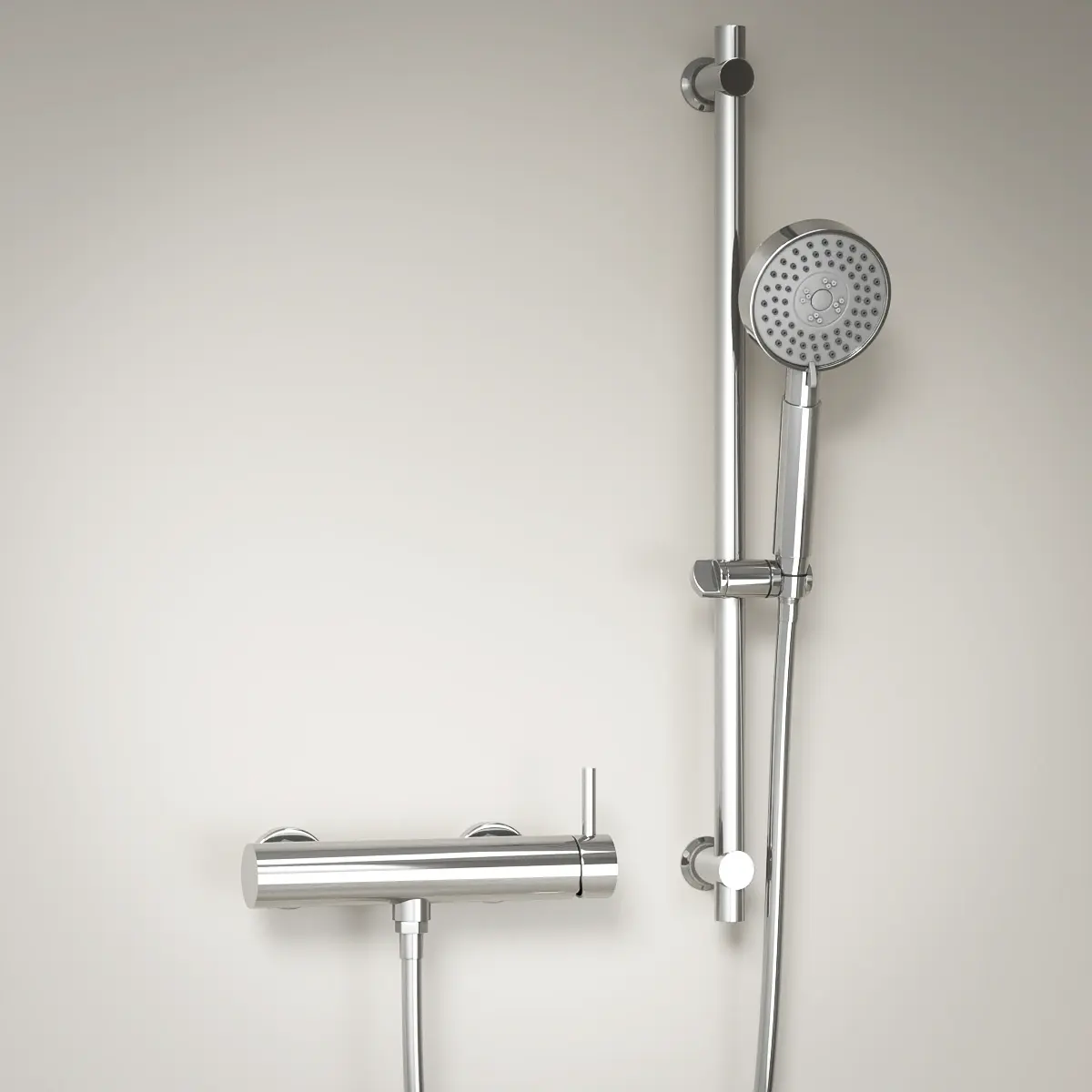 Mitigeur douche externe, barre et douchette ronde, chrome, Châtelet