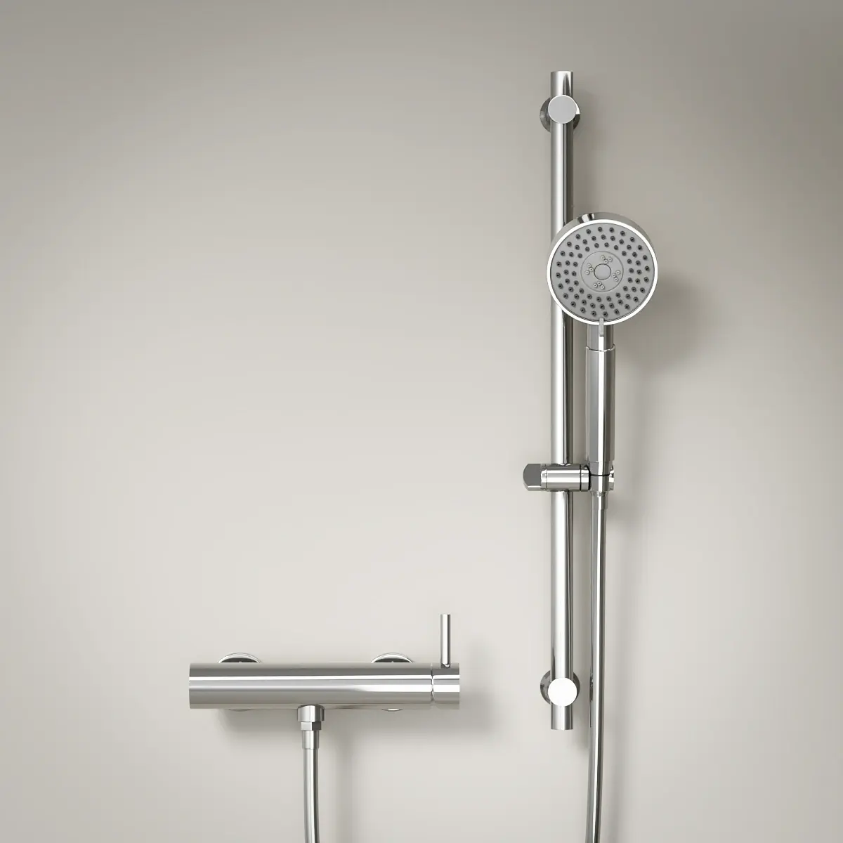 Mitigeur douche externe, barre et douchette ronde, chrome, Châtelet