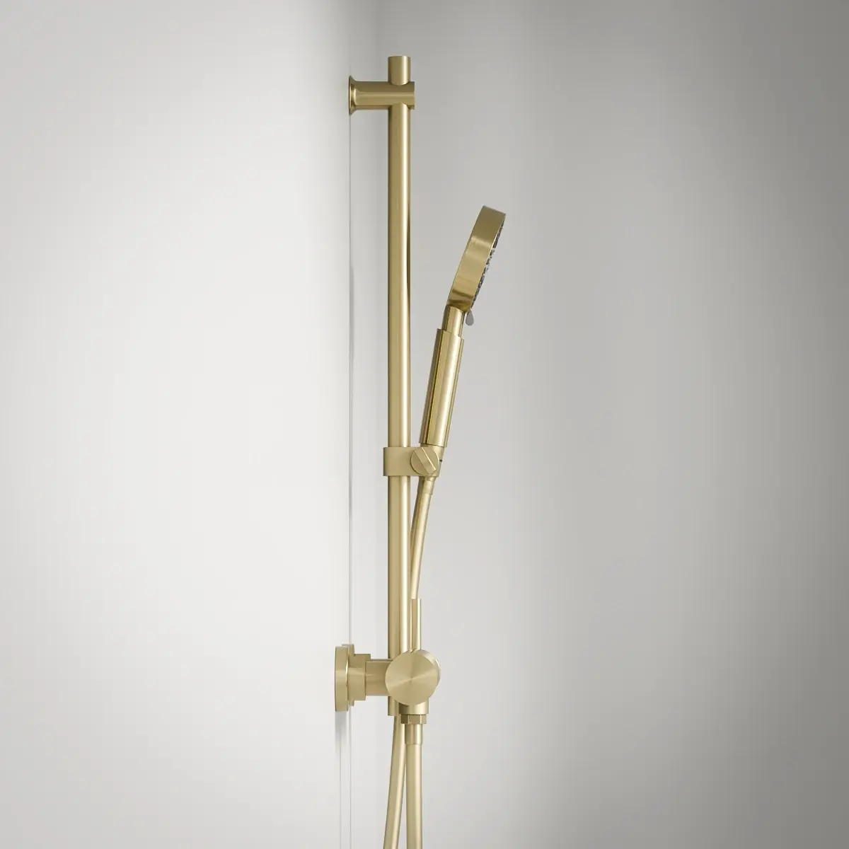 Mitigeur douche externe, barre et douchette ronde, Doré brossé, Chatelet