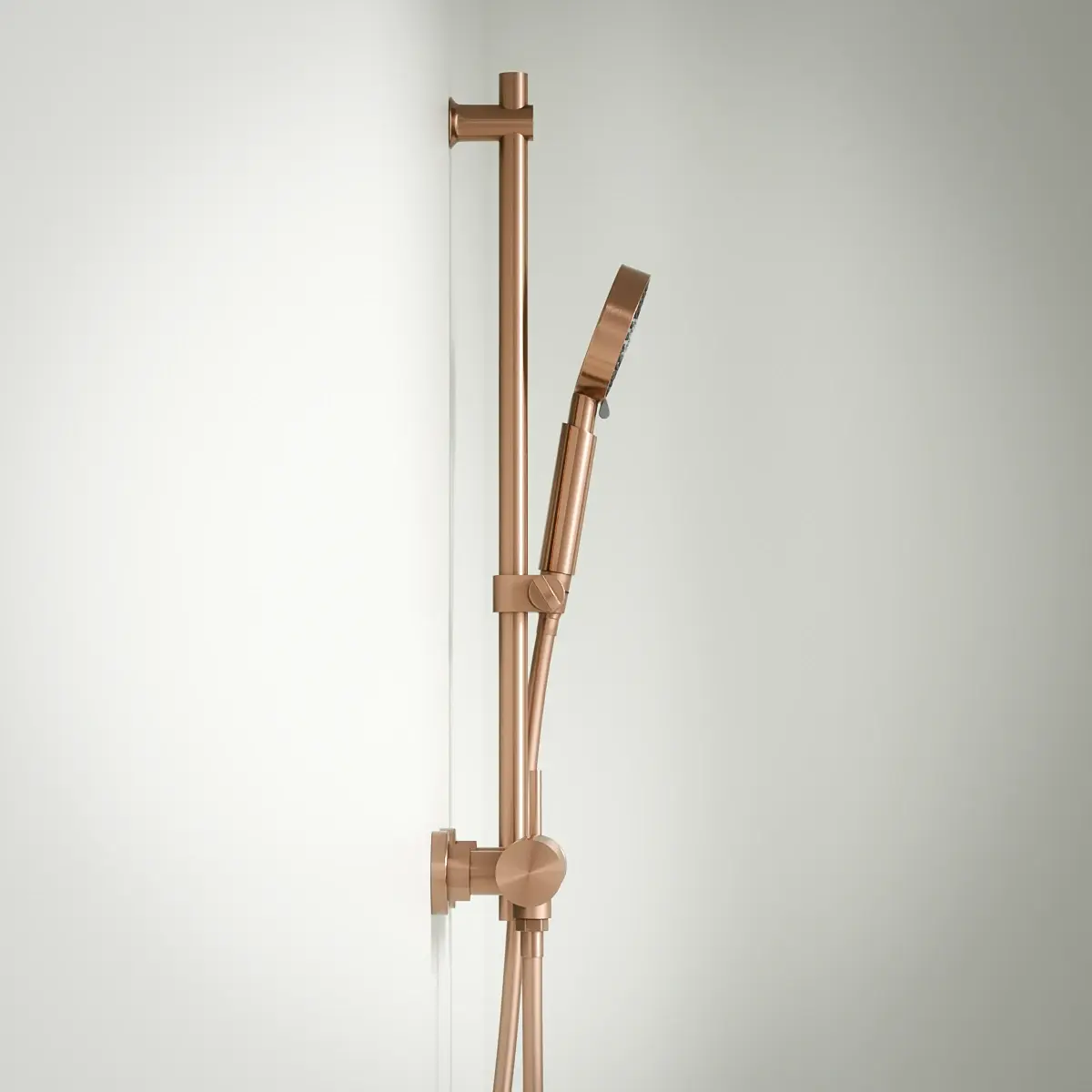 Mitigeur douche externe, avec barre, douchette ronde, Doré rose brossé, Chatelet