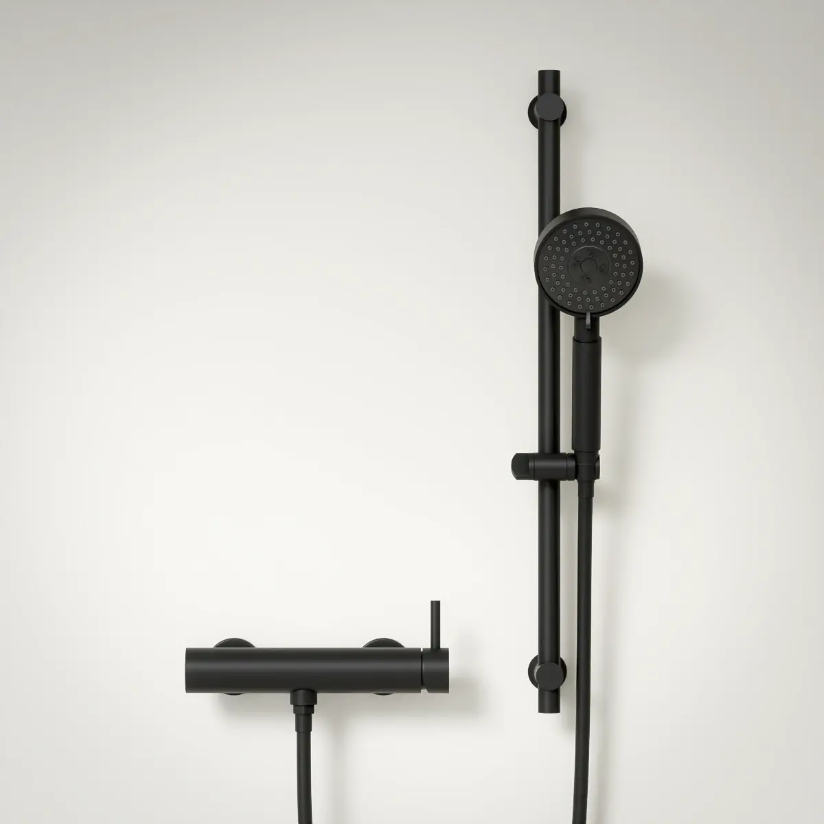 Mitigeur douche externe, barre et douchette ronde, Noir brossé, Chatelet