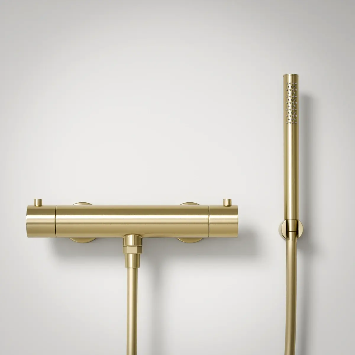 Robinet mitigeur thermostatique de douche doré brossé avec douchette tube, Châtelet III 