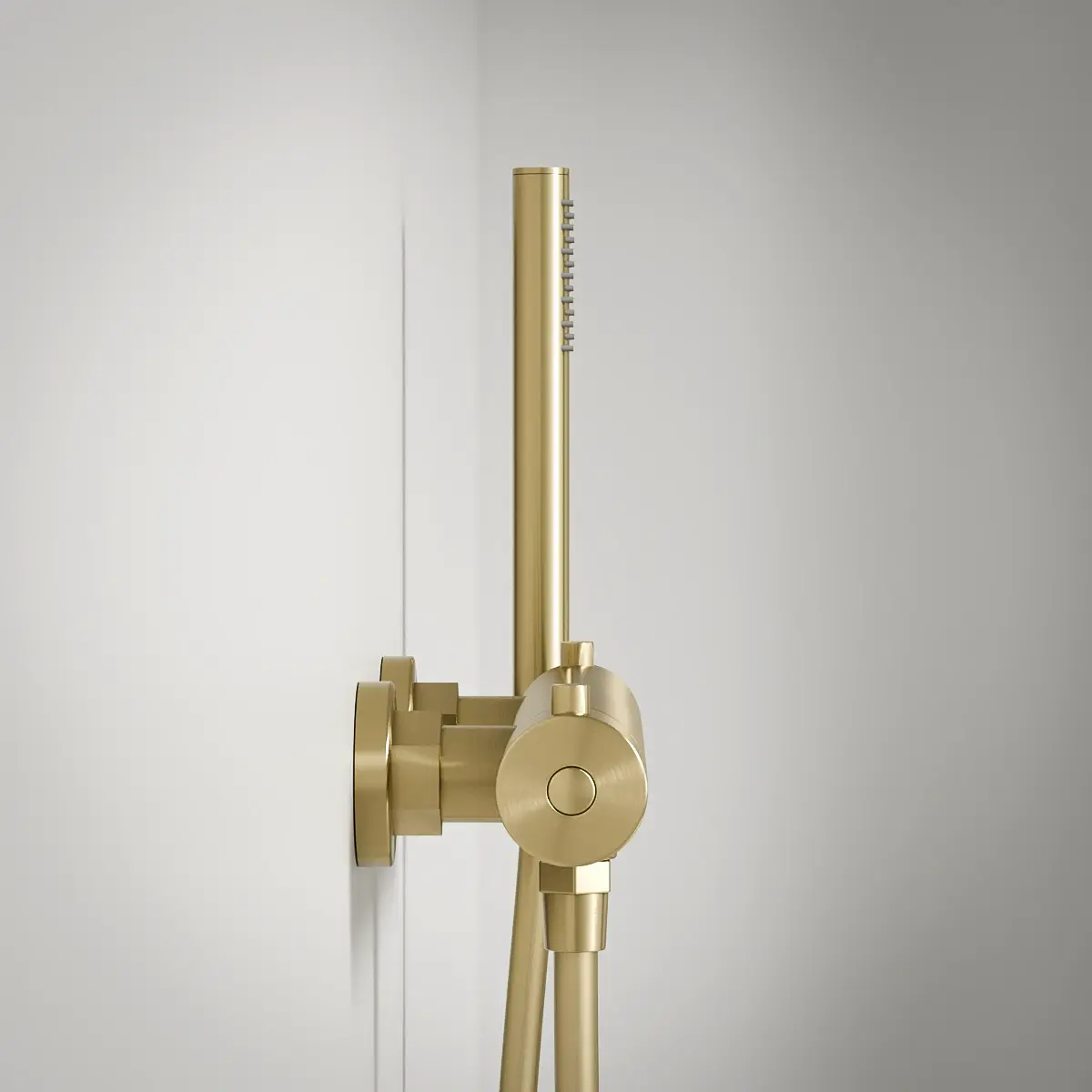 Robinet mitigeur thermostatique de douche doré brossé avec douchette tube, Châtelet III 