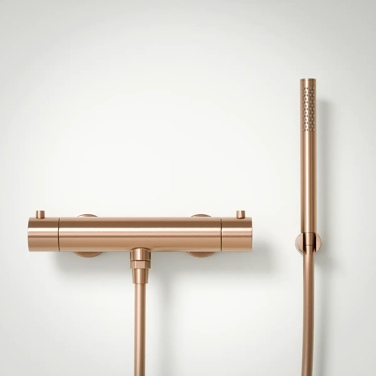 Robinet mitigeur thermostatique de douche, douchette tube, doré rose brossé, Chatelet 