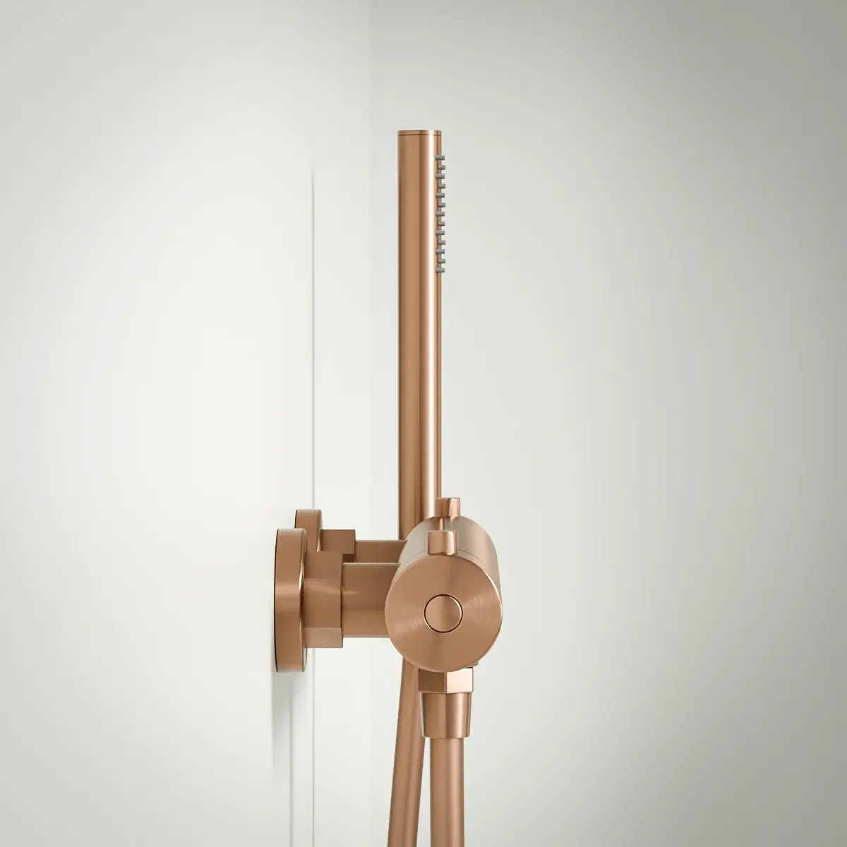 Robinet mitigeur thermostatique de douche, douchette tube, doré rose brossé, Chatelet 