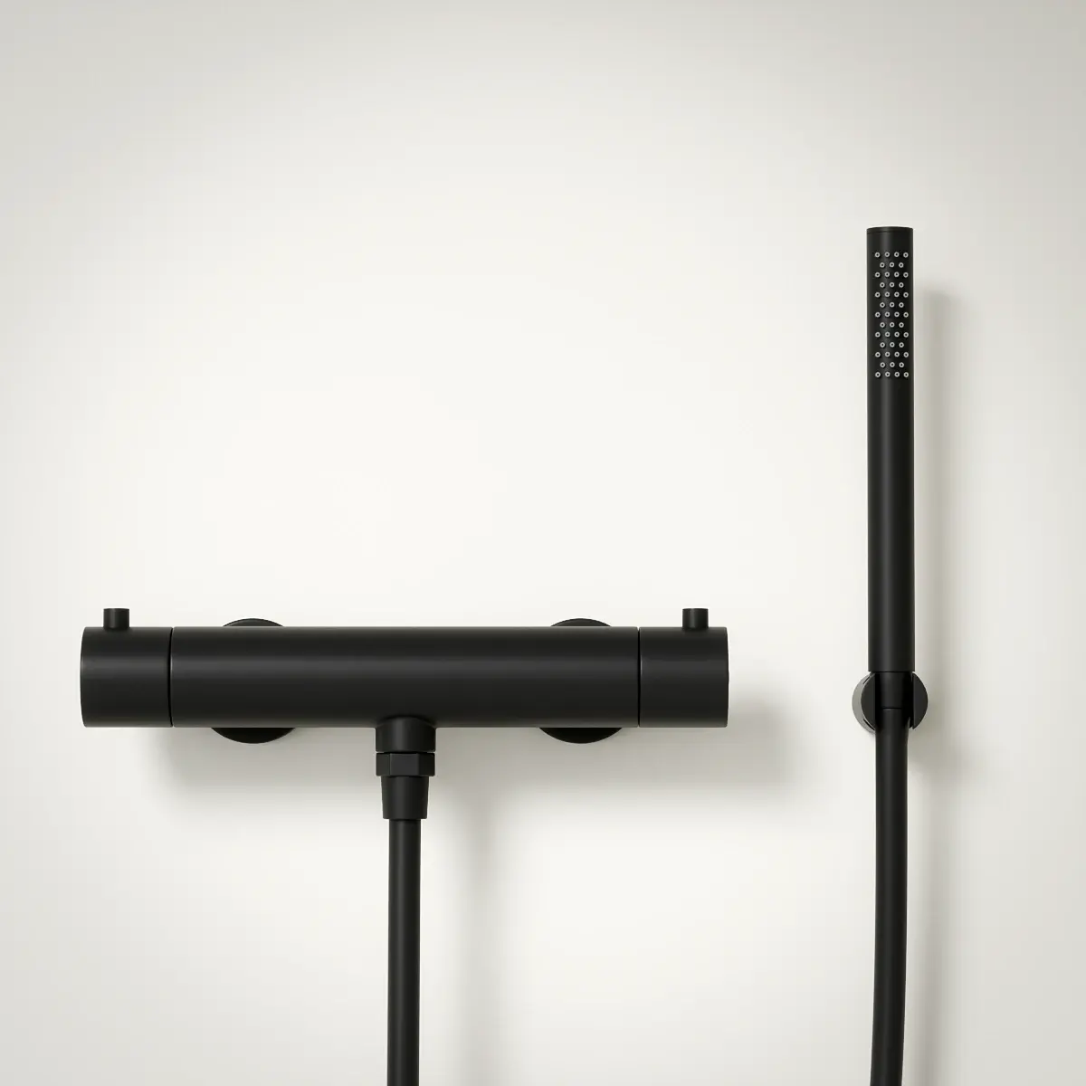 Robinet mitigeur thermostatique de douche, douchette tube, noir brossé, Chatelet