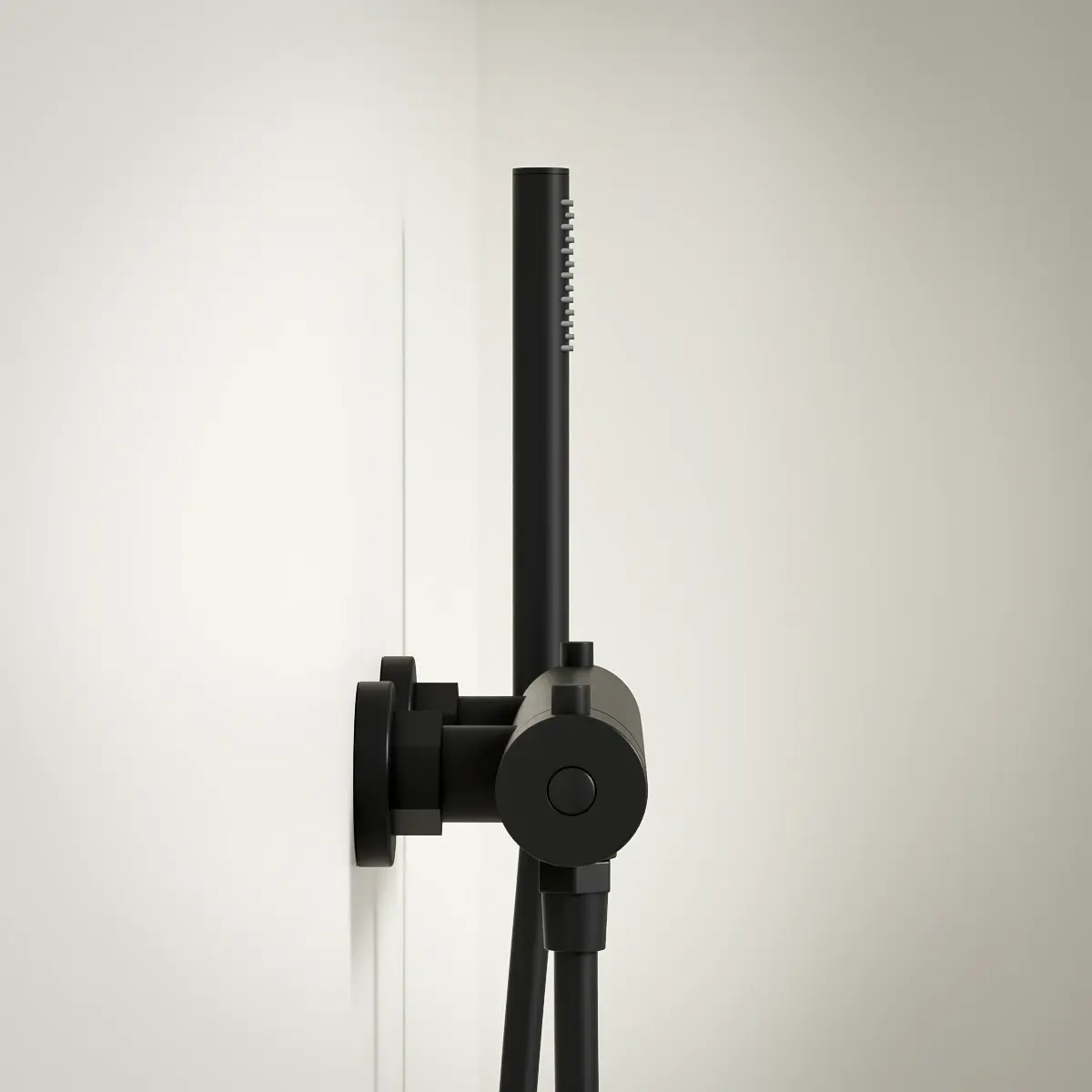 Robinet mitigeur thermostatique de douche, douchette tube, noir brossé, Chatelet