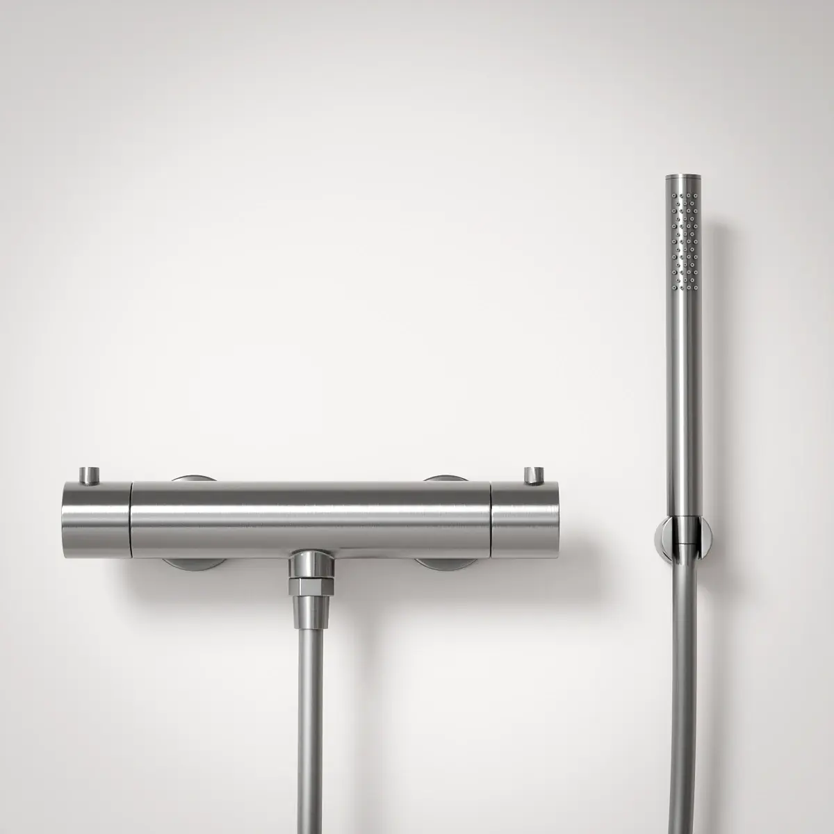 Robinet mitigeur thermostatique de douche, douchette tube, inox brossé, Chatelet