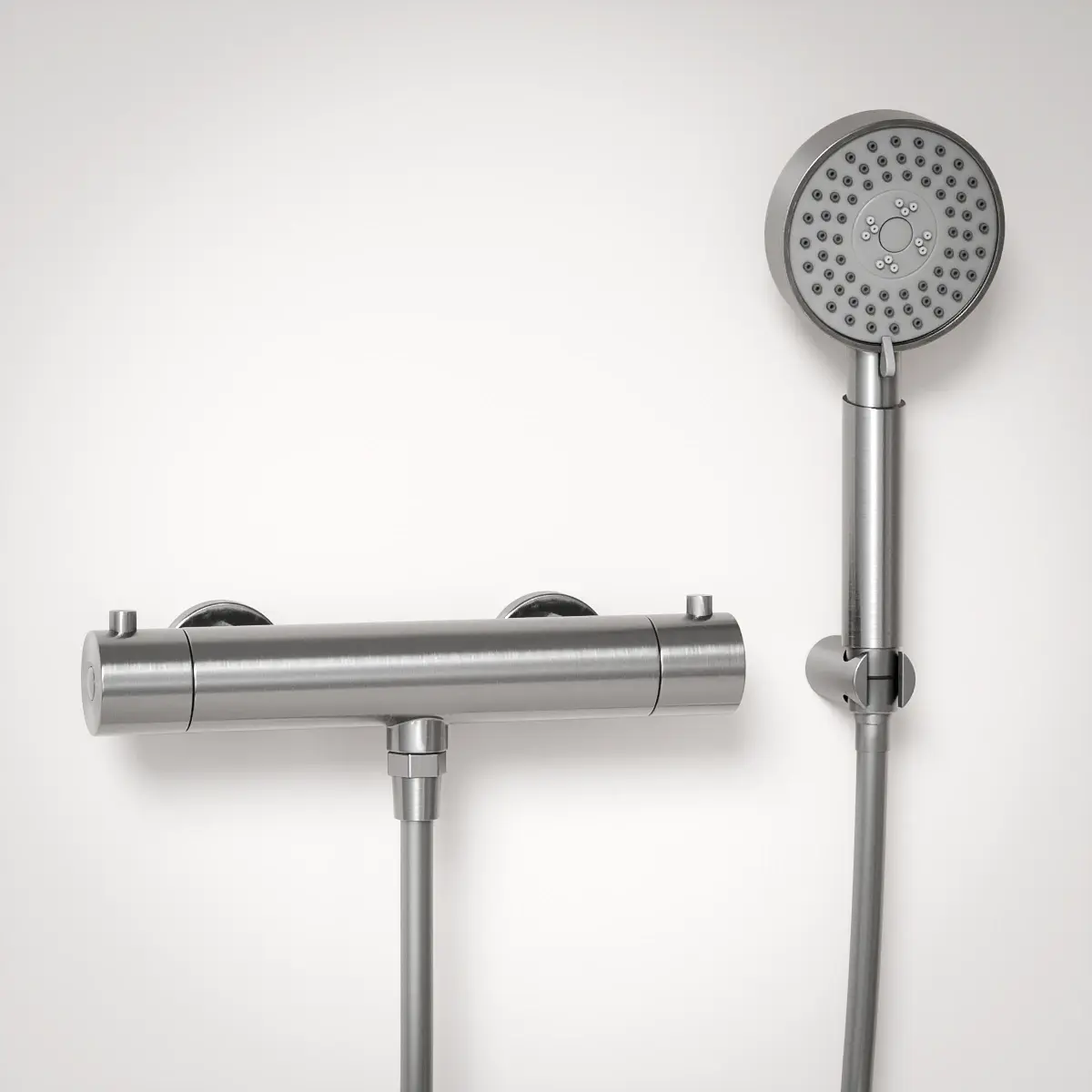 Mitigeur Thermostatique Inox Brossé avec Douchette Ronde