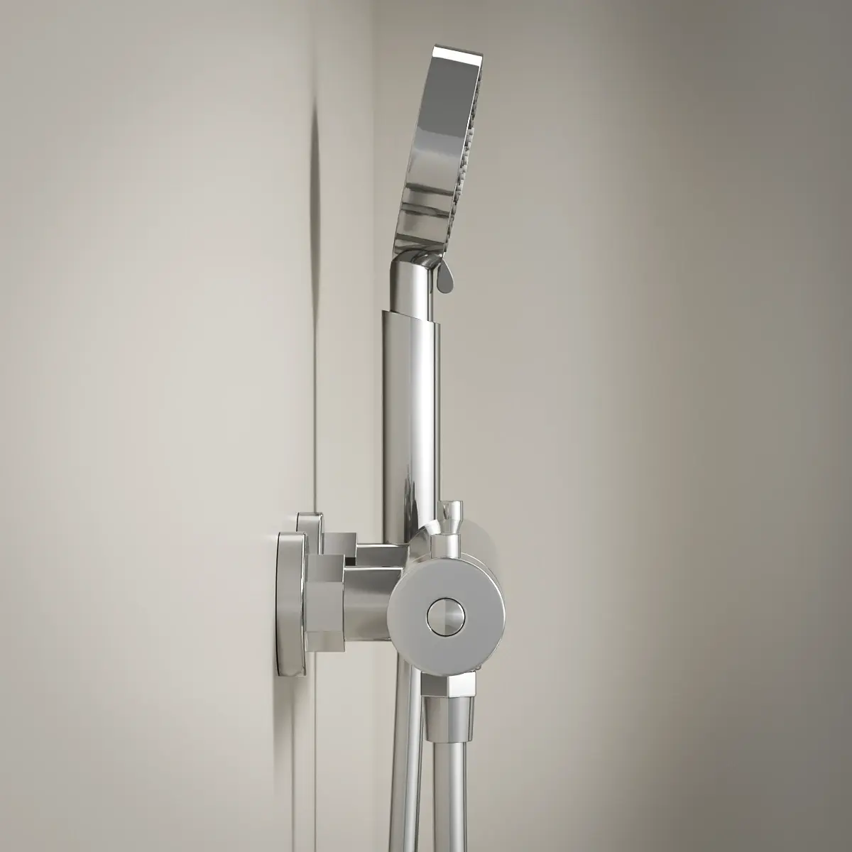 Robinet mitigeur thermostatique de douche, douchette ronde, chromé, Chatelet 