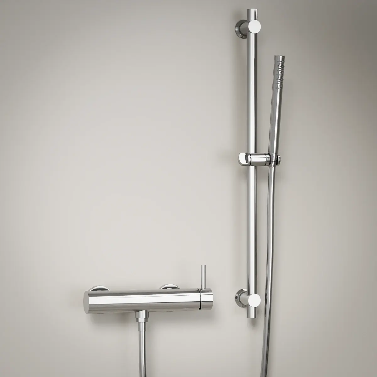 Mitigeur douche externe, barre et douchette tube, Chromé, Chatelet