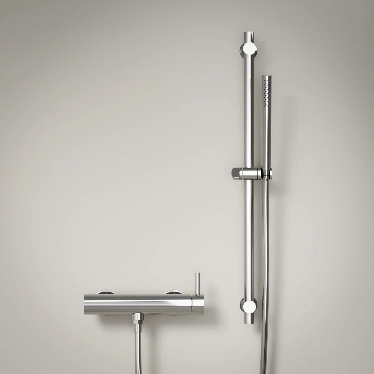 Mitigeur douche externe, barre et douchette tube, Chromé, Chatelet