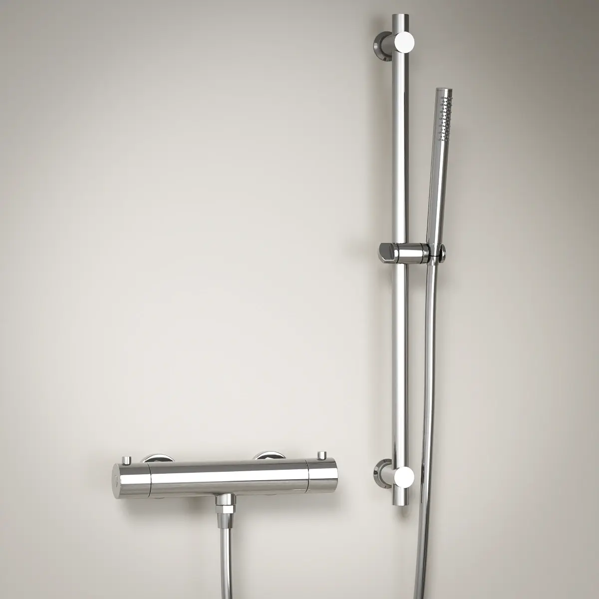 Mitigeur de douche thermostatique chromé Châtelet avec barre et douchette tube