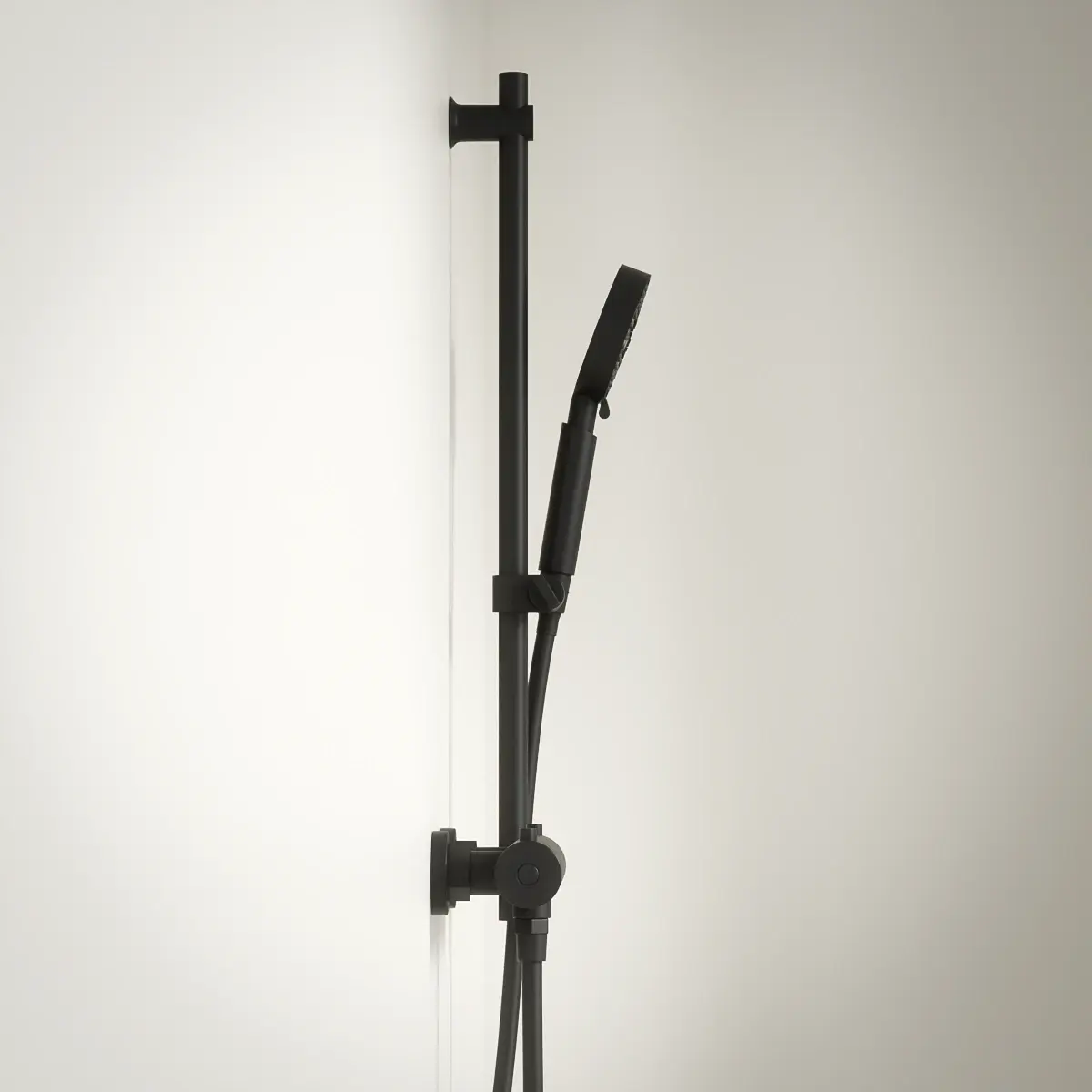 Robinet mitigeur thermostatique de douche, avec barre, douchette ronde, noir brossé, Chatelet