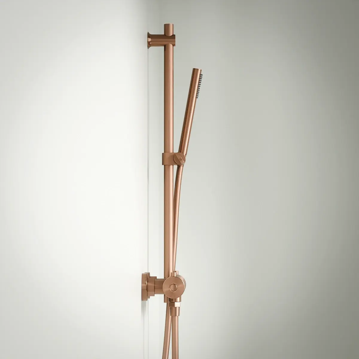 Mitigeur douche Thermostatique externe, barre et douchette tube, Doré Rose brossé, Chatelet  