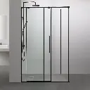 Cabine de douche coulissante softclose, 95 à 180cm, avec retour fixe d'angle 70_80_90_100cm, Noir mat, Porta.webp