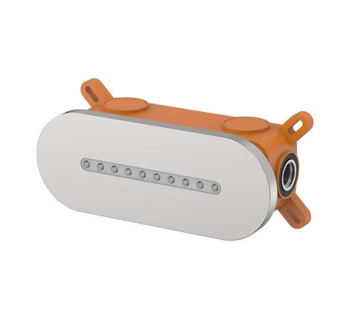 Douche thermostatique, ciel de douche ronde et buses, inox brossé Châtelet 