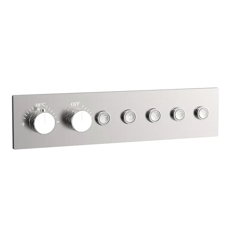 Douche thermostatique, ciel de douche ronde et buses, inox brossé Châtelet 