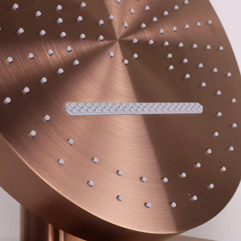 Douche thermostatique, ciel de douche cascade et pluie avec buses hydromassantes, doré rose brossé Châtelet