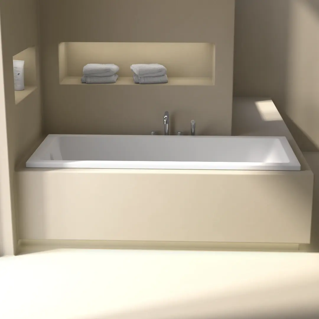 Baignoire rectangulaire, 170x75, pieds et vidage inclus, acrylique blanc Mat, Lavezzi 