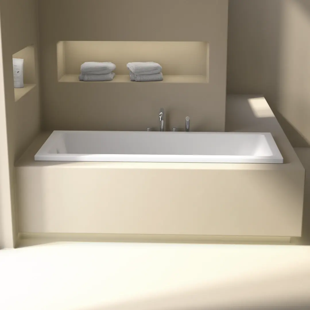 Baignoire rectangulaire, 160x70, pieds et vidage inclus, acrylique blanc Mat, Lavezzi 