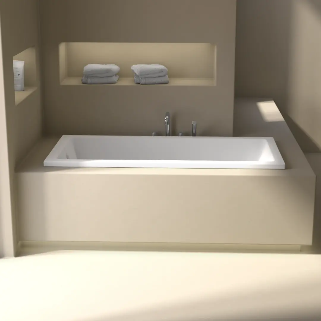 Baignoire rectangulaire, 150x70, pieds et vidage inclus, acrylique blanc Mat, Lavezzi 