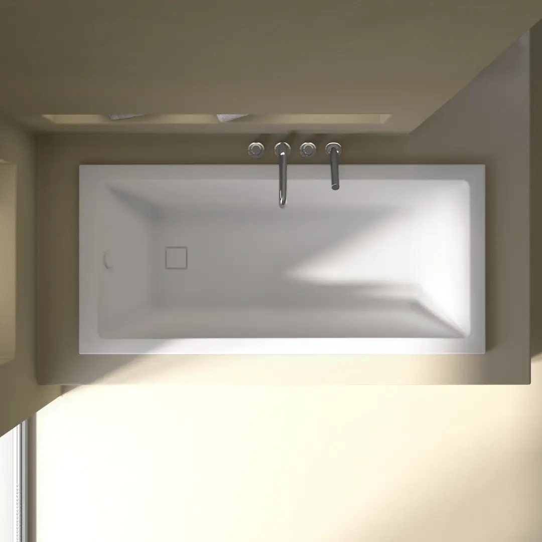 Baignoire rectangulaire, 150x70, pieds et vidage inclus, acrylique blanc Mat, Lavezzi 